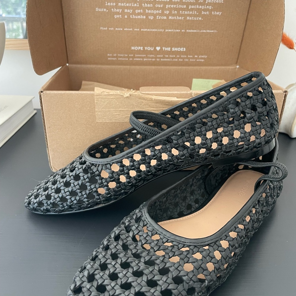 NWT Madewell Greta Black Woven Ballet Flats